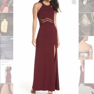 Sequin Hearts Front Slit Scuba Crepe gown